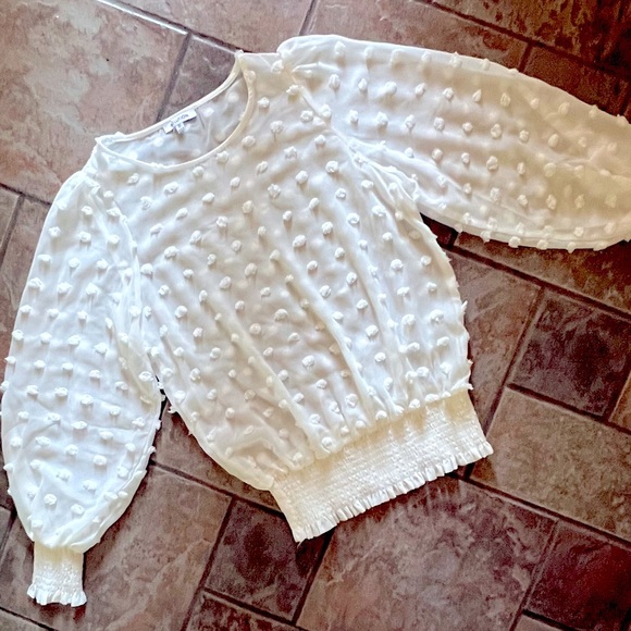⭐️BOGO FREE⭐️ Sheer white blouse with 3-d dots - Picture 5 of 10